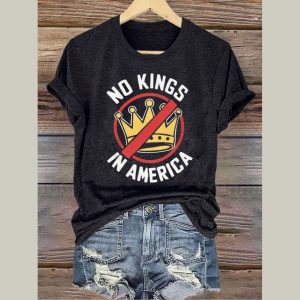 No Kings In America Print Casual T Shirt
