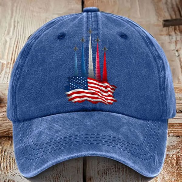 Independence Day American Flag Jet Planes Print Hat