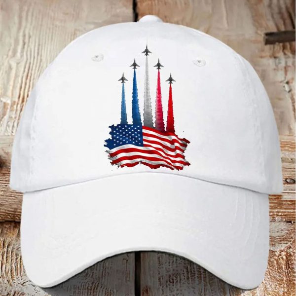 Independence Day American Flag Jet Planes Print Hat