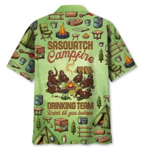 Sasquatch Campfire Drinking Team Hawaiian Shirt