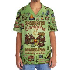 Sasquatch Campfire Drinking Team Hawaiian Shirt