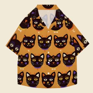 Halloween Cat Japanese Style Camp Hawaiian Shirt