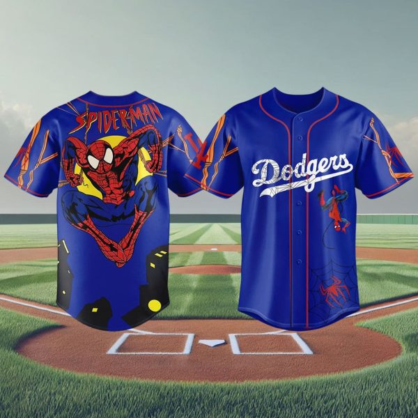 Los Angeles Dodgers x Spider Man Blue Jersey 2025