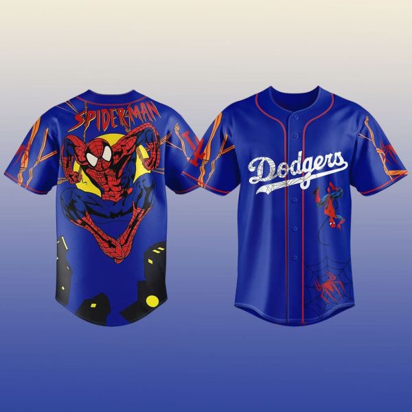 Los Angeles Dodgers x Spider Man Blue Jersey 2025