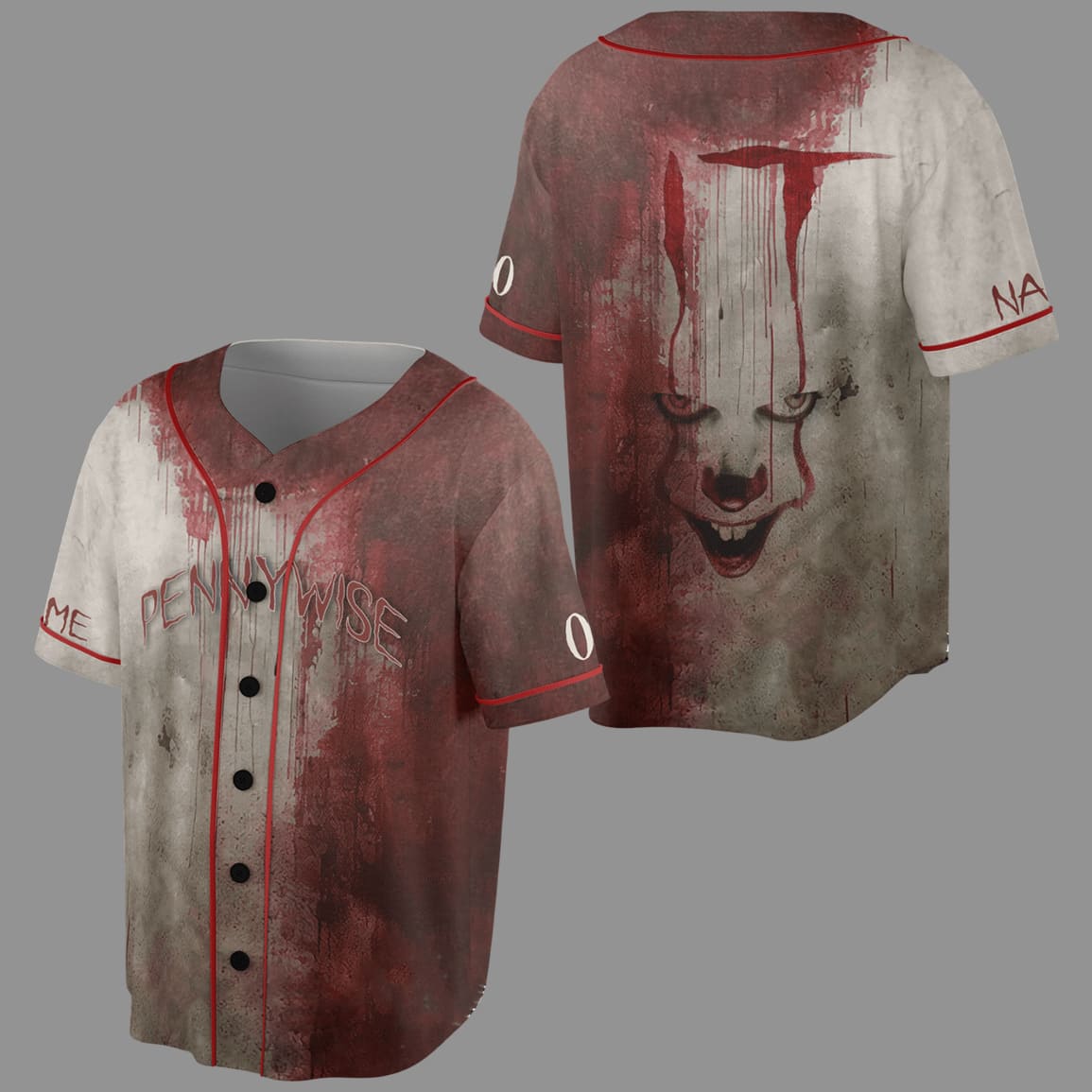 Pennywise Bloody Halloween Baseball Jersey Pennywise Bloody Halloween Baseball Jersey