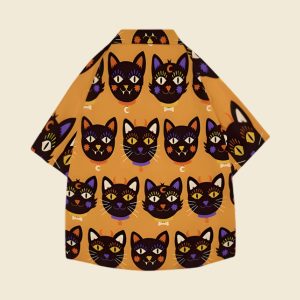 Halloween Cat Japanese Style Camp Hawaiian Shirt
