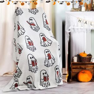 Ghost Cute Reading Halloween Blanket