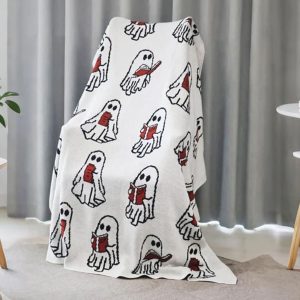 Ghost Cute Reading Halloween Blanket