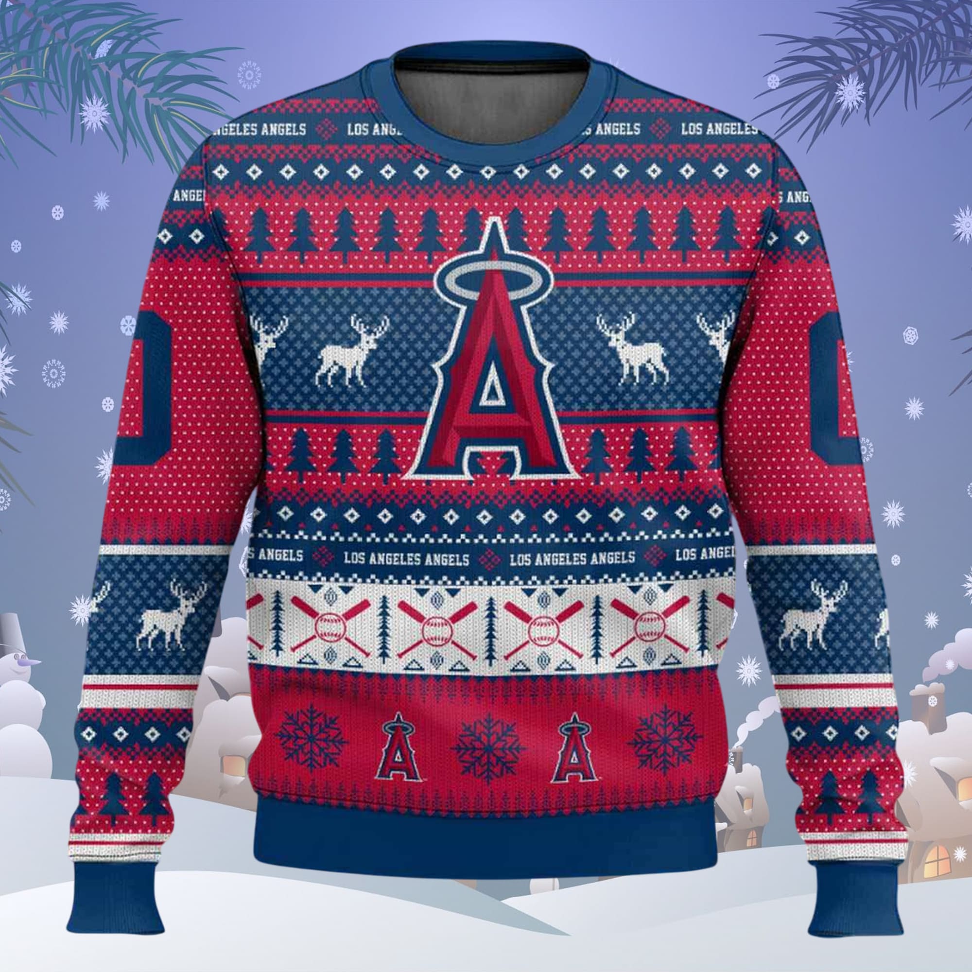 Angels Baseball 2025 Personalized Ugly Christmas Sweater Angels Baseball 2025 Personalized Ugly Christmas Sweater