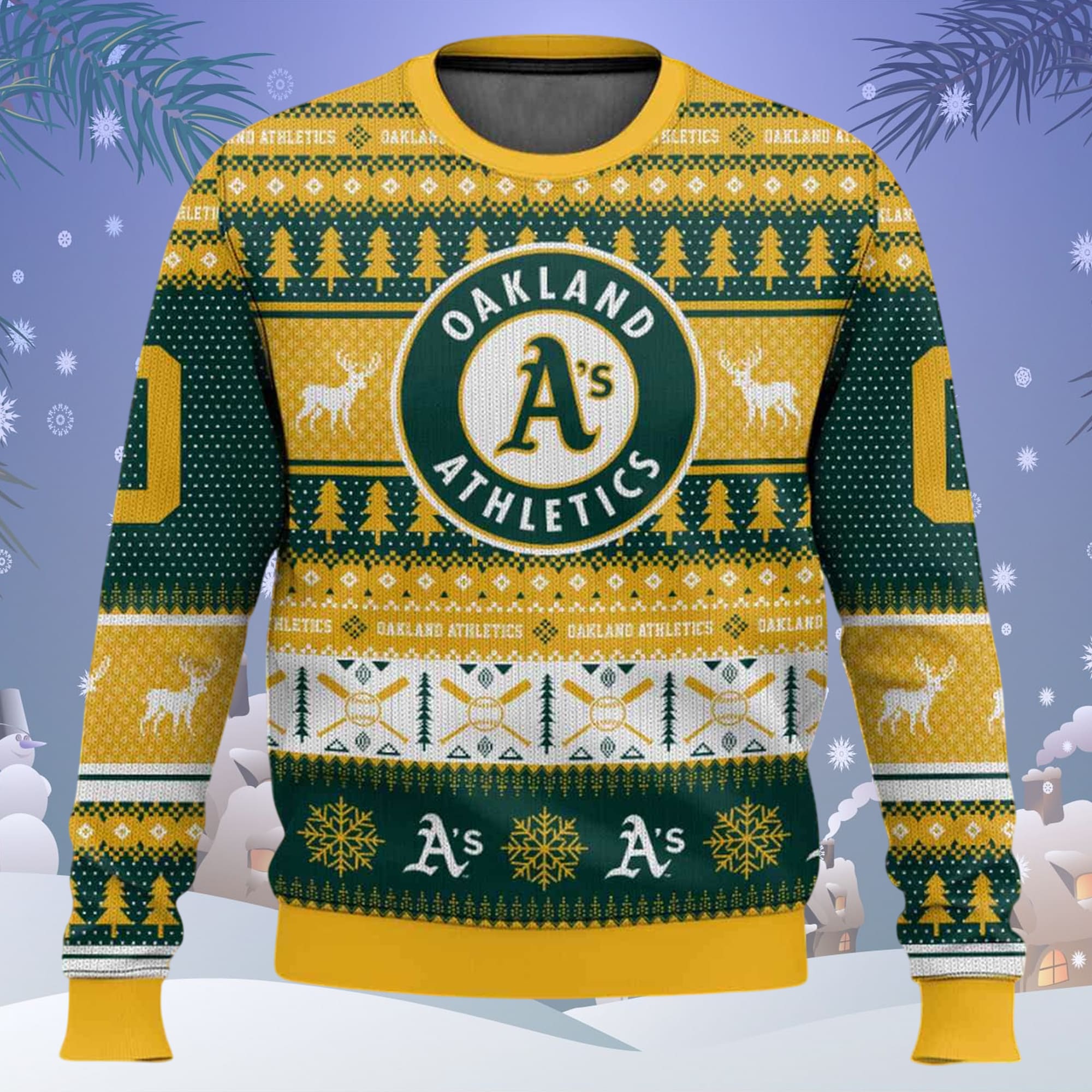 Athletics Baseball 2025 Personalized Ugly Christmas Sweater Athletics Baseball 2025 Personalized Ugly Christmas Sweater