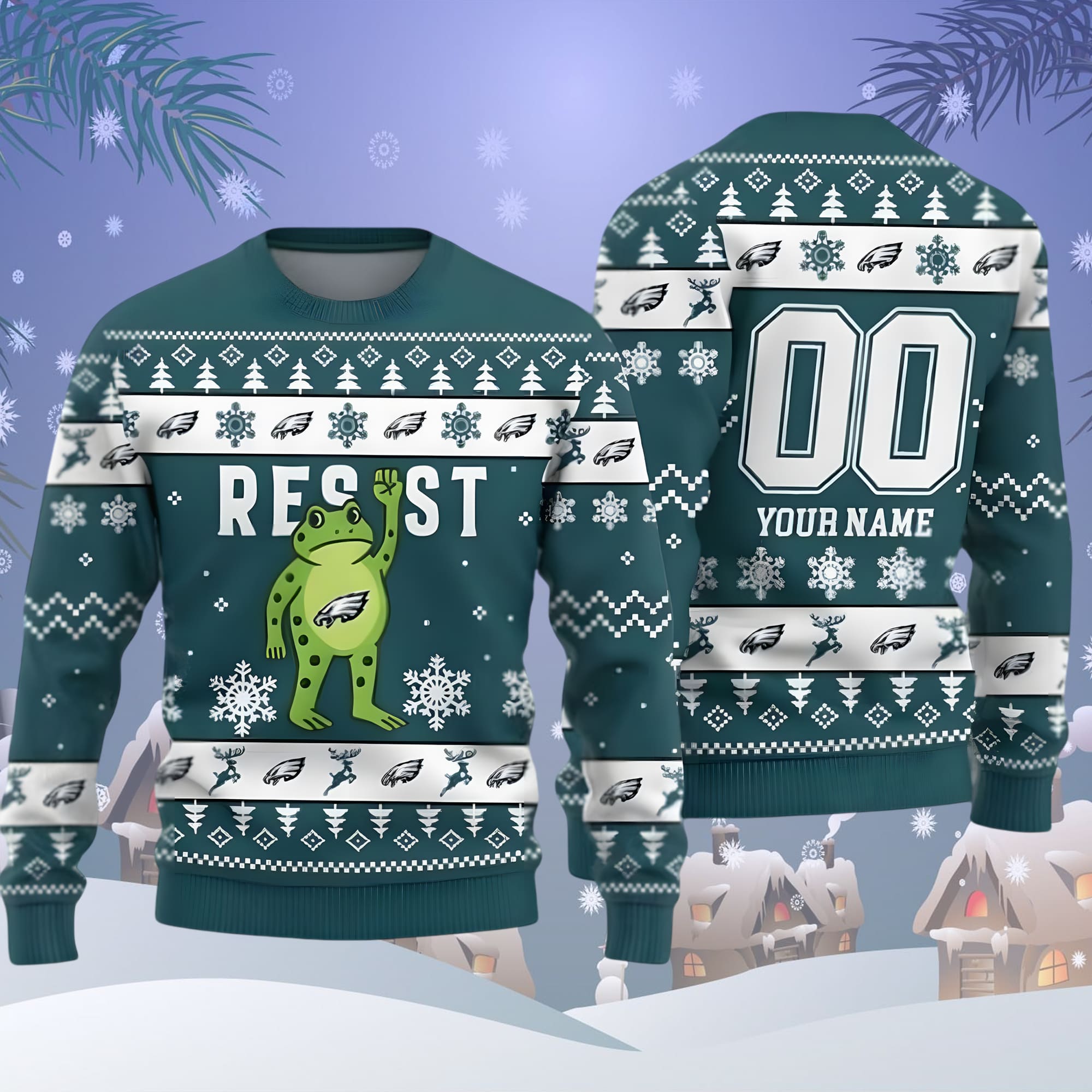 Eagles Portland Frog Resist Ugly Christmas Sweater Eagles Portland Frog Resist Ugly Christmas Sweater