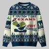 Grnch If You Dont Like Texans Merry Kissmyass Ugly Christmas Sweater