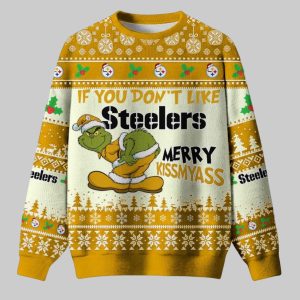 Grnch If You Dont Like Steelers Merry Kissmyass Ugly Christmas Sweater 1 Grnch If You Don’t Like Steelers Merry Kissmyass Ugly Christmas Sweater