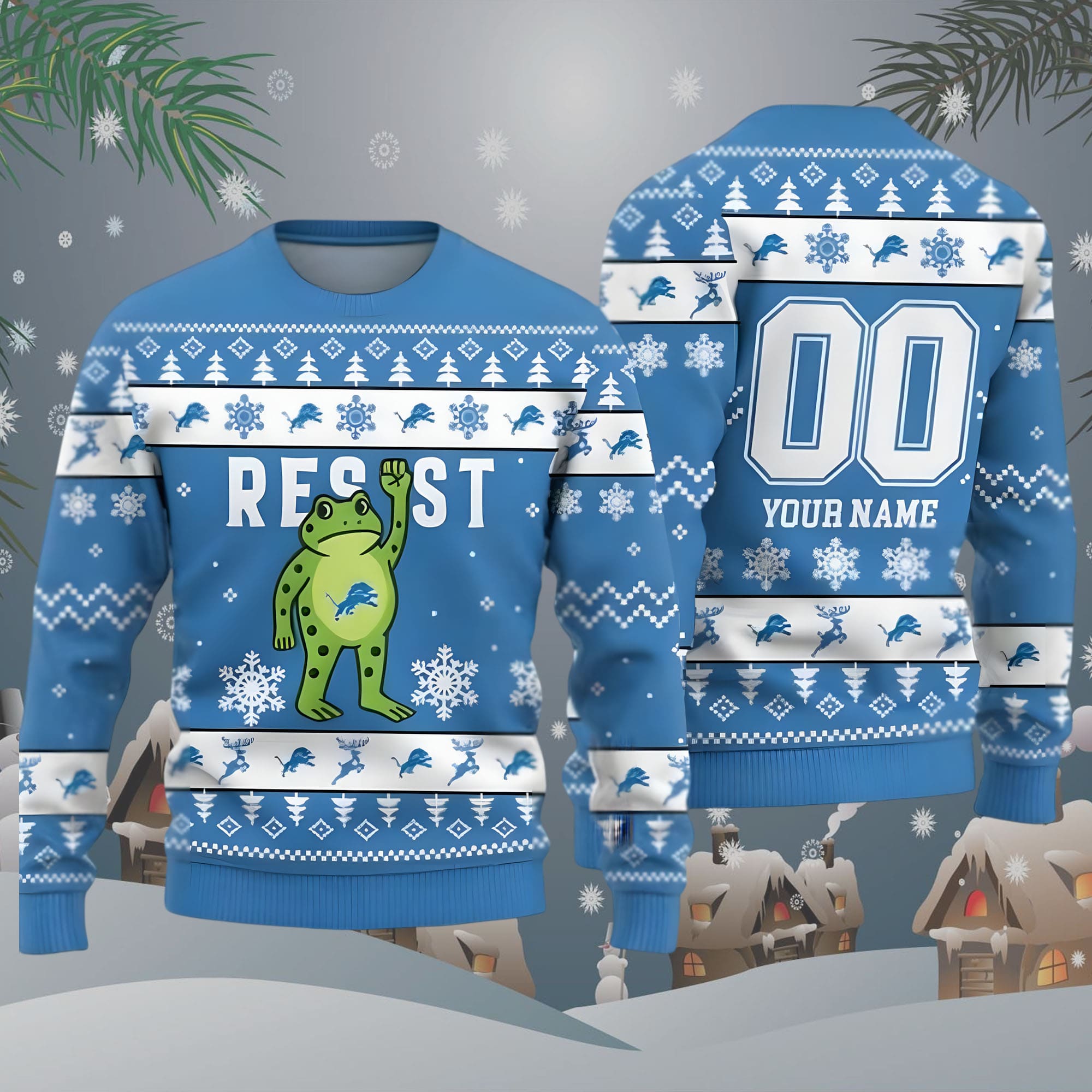 Lions Portland Frog Resist Ugly Christmas Sweater Lions Portland Frog Resist Ugly Christmas Sweater