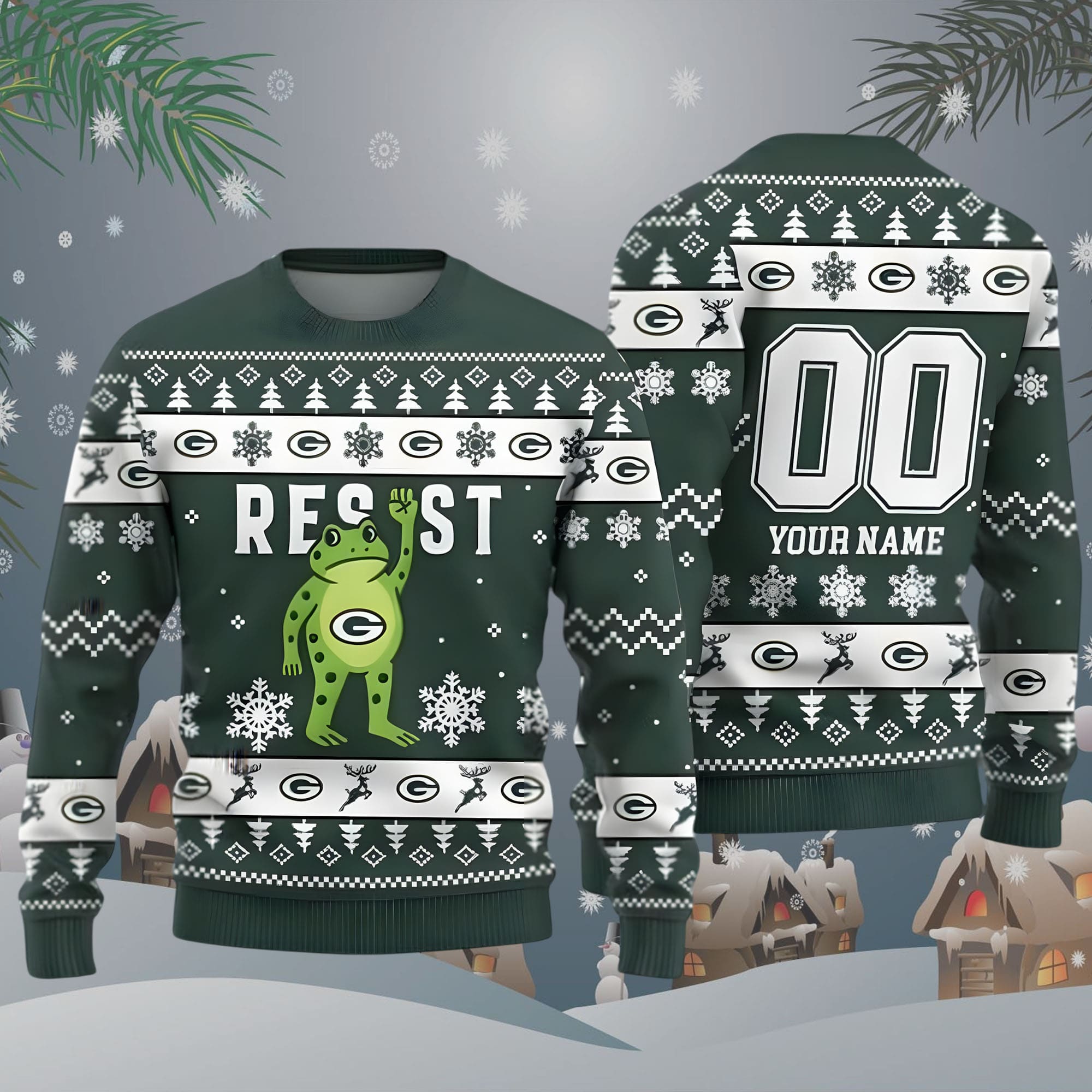 Packers Portland Frog Resist Ugly Christmas Sweater Packers Portland Frog Resist Ugly Christmas Sweater