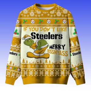 Grnch If You Dont Like Steelers Merry Kissmyass Ugly Christmas Sweater