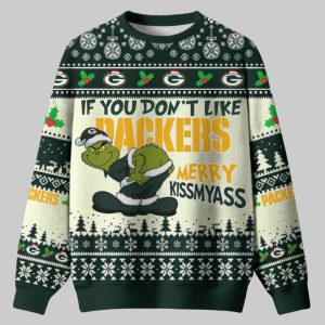 Grnch If You Dont Like Packers Merry Kissmyass Ugly Christmas Sweater 1 Grnch If You Don’t Like Packers Merry Kissmyass Ugly Christmas Sweater