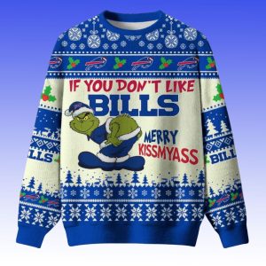 Grnch If You Dont Like Bills Merry Kissmyass Ugly Christmas Sweater