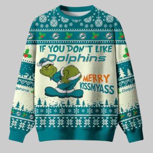 Grnch If You Dont Like Dolphins Merry Kissmyass Ugly Christmas Sweater 1 Grnch If You Don’t Like Dolphins Merry Kissmyass Ugly Christmas Sweater