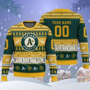 Athletics Baseball 2025 Personalized Ugly Christmas Sweater