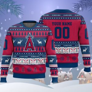 Angels Baseball 2025 Personalized Ugly Christmas Sweater