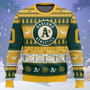 Athletics Baseball 2025 Personalized Ugly Christmas Sweater 1 Athletics Baseball 2025 Personalized Ugly Christmas Sweater